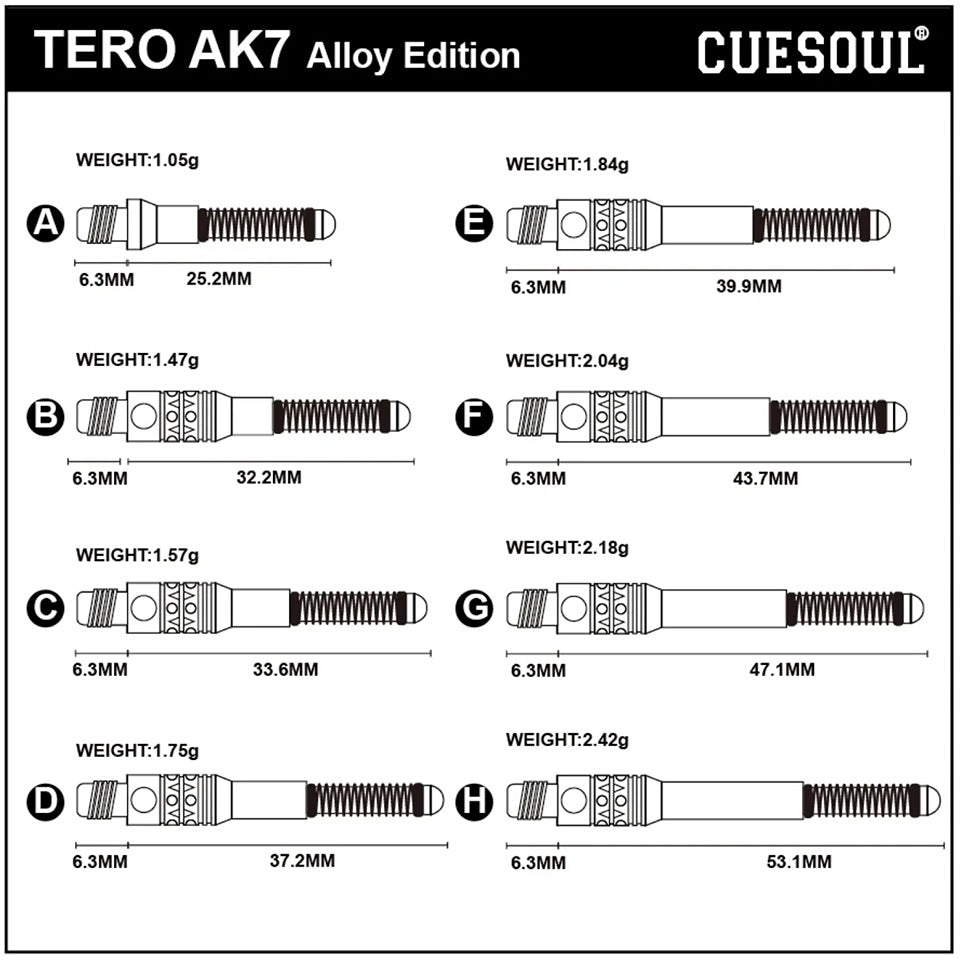 Cuesoul Tero AK7 Aluminum Dart Shafts - G 47mm Green